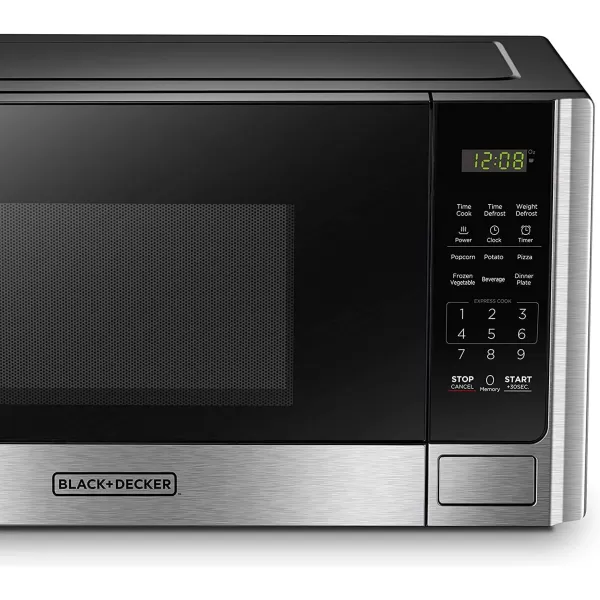 BLACK+DECKER EM031MB11 Digital Microwave Oven with Turntable Push-Button Door, Child Safety Lock, 1000W, 1.1cu.ft, Black &amp; Stainless Steel, 1.1 Cu.ft