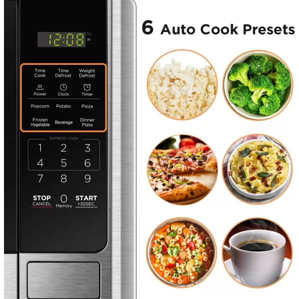 BLACK+DECKER EM031MB11 Digital Microwave Oven with Turntable Push-Button Door, Child Safety Lock, 1000W, 1.1cu.ft, Black &amp; Stainless Steel, 1.1 Cu.ft
