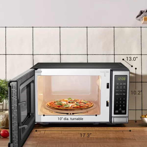 BLACK+DECKER EM031MB11 Digital Microwave Oven with Turntable Push-Button Door, Child Safety Lock, 1000W, 1.1cu.ft, Black &amp; Stainless Steel, 1.1 Cu.ft