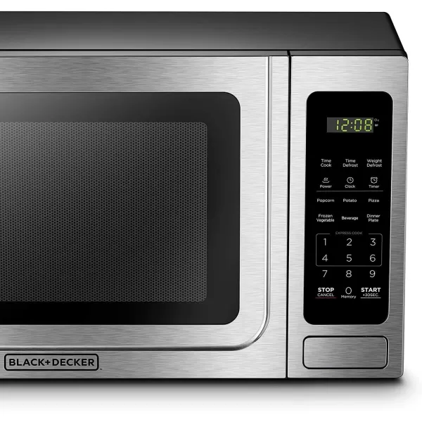 BLACK+DECKER EM031MB11 Digital Microwave Oven with Turntable Push-Button Door, Child Safety Lock, 1000W, 1.1cu.ft, Black &amp; Stainless Steel, 1.1 Cu.ft