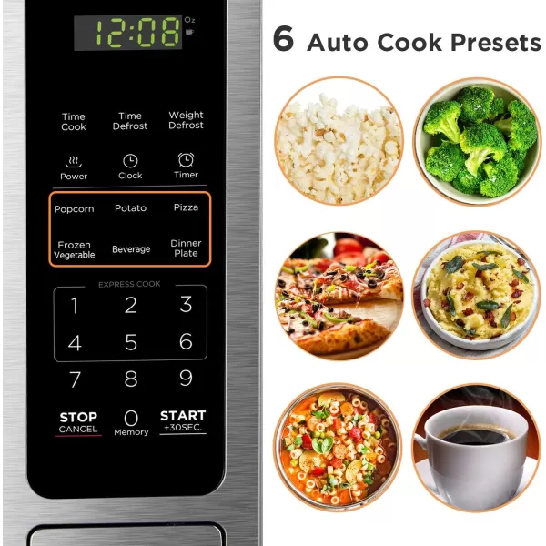 BLACK+DECKER EM031MB11 Digital Microwave Oven with Turntable Push-Button Door, Child Safety Lock, 1000W, 1.1cu.ft, Black &amp; Stainless Steel, 1.1 Cu.ft