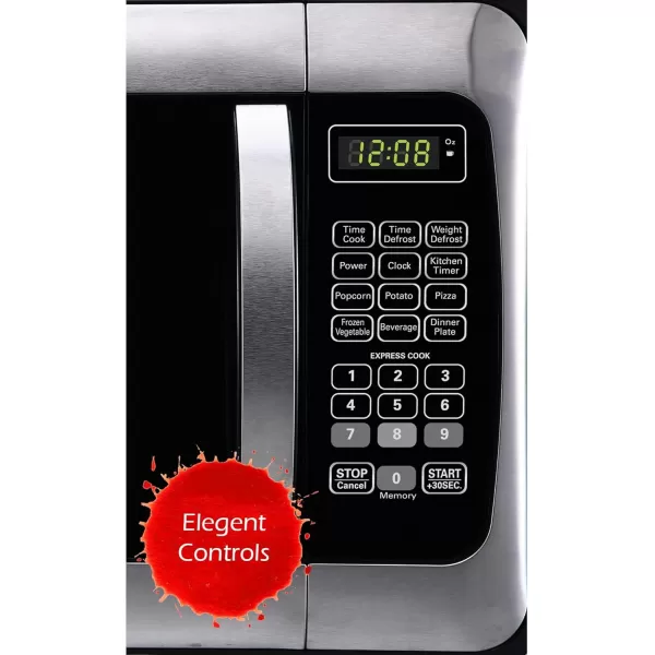 BLACK+DECKER EM925AZE-P 0.9 Cubic Foot 900 Watt Stainless Steel Microwave with Turntable, Cu.Ft, Black/Silver