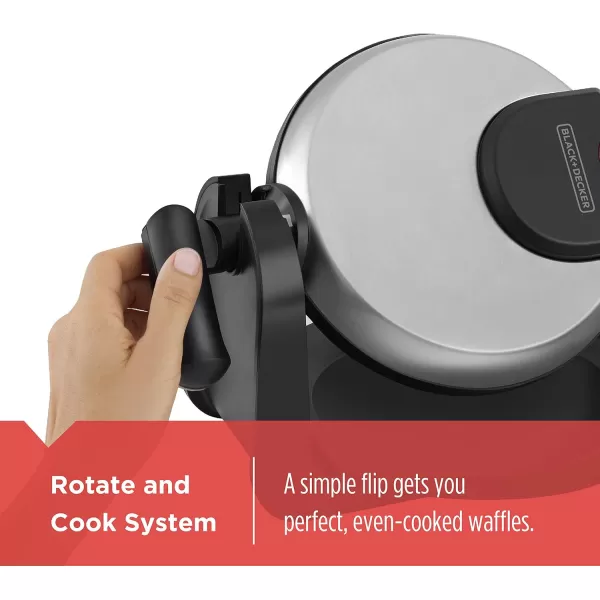 BLACK+DECKER Flip Waffle Maker, WM1404S, 7" Round Belgian Waffles, Ready Light Indicator