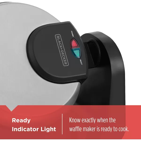 BLACK+DECKER Flip Waffle Maker, WM1404S, 7" Round Belgian Waffles, Ready Light Indicator