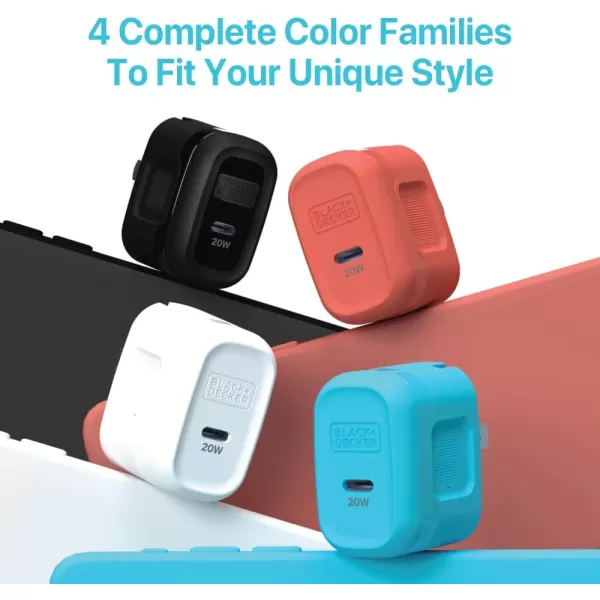 BLACK+DECKER GaN PD Wall Charger, 1-Port, 20W - USB Type C Wall Plug - Compact Power Block USB C - Type C Wall Charger Fast Charging - USB C Charger Block 20W - Perfect for Home, Office, Travel