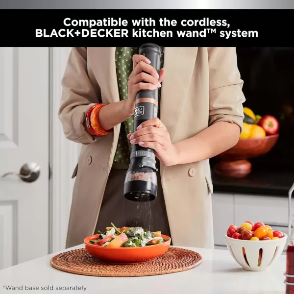 BLACK+DECKER Kitchen Wand Attachment Salt and Pepper Grinder, Adjustable Coarseness 