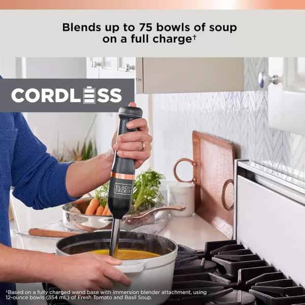 BLACK+DECKER Kitchen Wand Cordless Immersion Blender, 3 in 1 Multi Tool Set, Hand Blender with Charging Dock, Whisk, and Chopper, Grey 