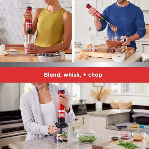 BLACK+DECKER Kitchen Wand Cordless Immersion Blender, 3 in 1 Multi Tool Set, Hand Blender with Charging Dock, Whisk, and Chopper, Grey 