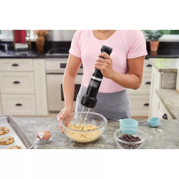 BLACK+DECKER Kitchen Wand Cordless Immersion Blender, 4 in 1 Multi Tool Set, Hand Blender with Charging Dock, Red 