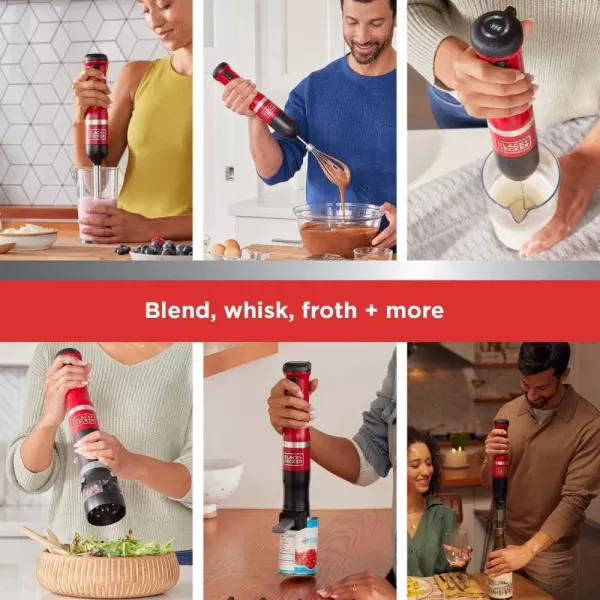 BLACK+DECKER Kitchen Wand Cordless Immersion Blender, 6 in 1 Multi Tool Set, Hand Blender with Charging Dock, Grey 