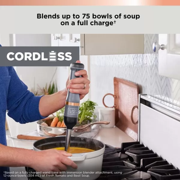 BLACK+DECKER Kitchen Wand Cordless Immersion Blender, 6 in 1 Multi Tool Set, Hand Blender with Charging Dock, Grey 
