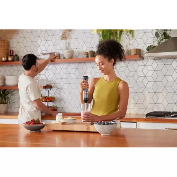 BLACK+DECKER Kitchen Wand Cordless Immersion Blender, Hand Blender with Charging Dock, Red 