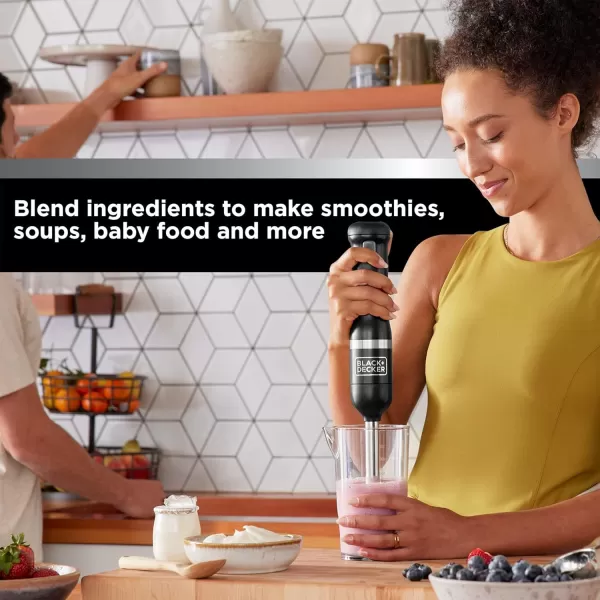 BLACK+DECKER Kitchen Wand Cordless Immersion Blender, Hand Blender with Charging Dock, Red 