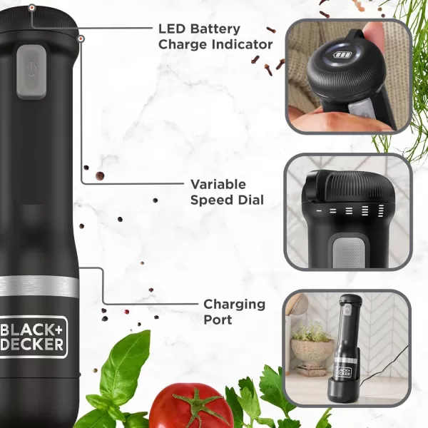 BLACK+DECKER Kitchen Wand Cordless Immersion Blender, Hand Blender with Charging Dock, Red 