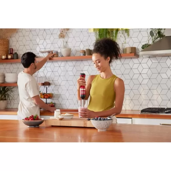 BLACK+DECKER Kitchen Wand Cordless Immersion Blender, Hand Blender with Charging Dock, Red 
