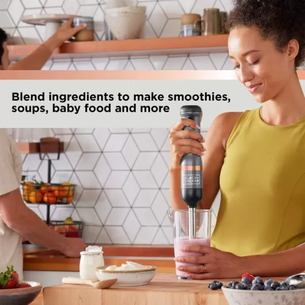 BLACK+DECKER Kitchen Wand Cordless Immersion Blender, Hand Blender with Charging Dock, Red 