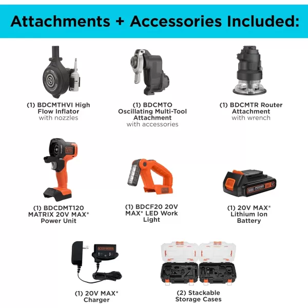 BLACK+DECKER MATRIX 20V MAX Power Tool Kit, Includes Cordless Drill, 12 Attachments and Storage Case 