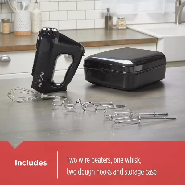 BLACK+DECKER MX3200B 6-Speed Hand Mixer with Turbo Boost, Black