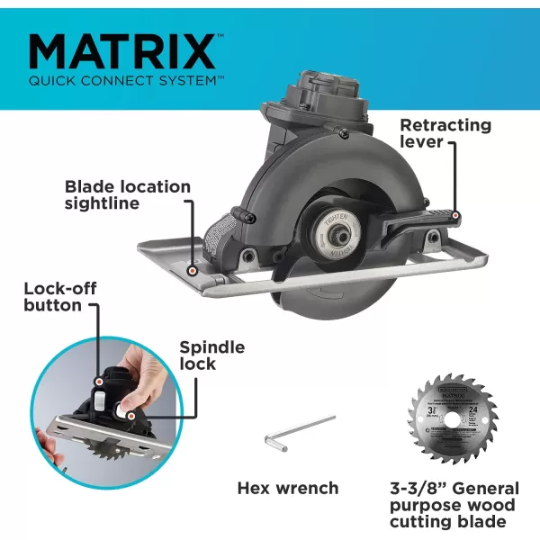 BLACK+DECKER Matrix Attachment, Trim Saw with 16 in. Wide Mouth Zippered Tool Bag 
