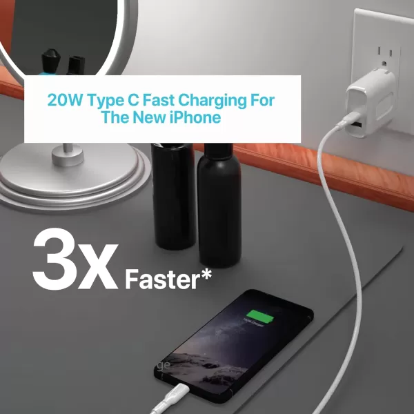 BLACK+DECKER Quick-Charge PD Wall Charger, 2-Port, 38W - USB &amp; Type C Wall Plug - Compact Power Block USB C - Fast Charger Adapter Power Delivery &amp; Qualcomm QC 3.0 - Perfect for Home, Office, Travel