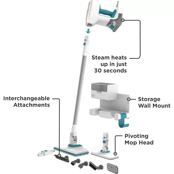 BLACK+DECKER Steamer, 7 Attachments for Multipurpose Cleaning, Includes Storage Wall Mount 