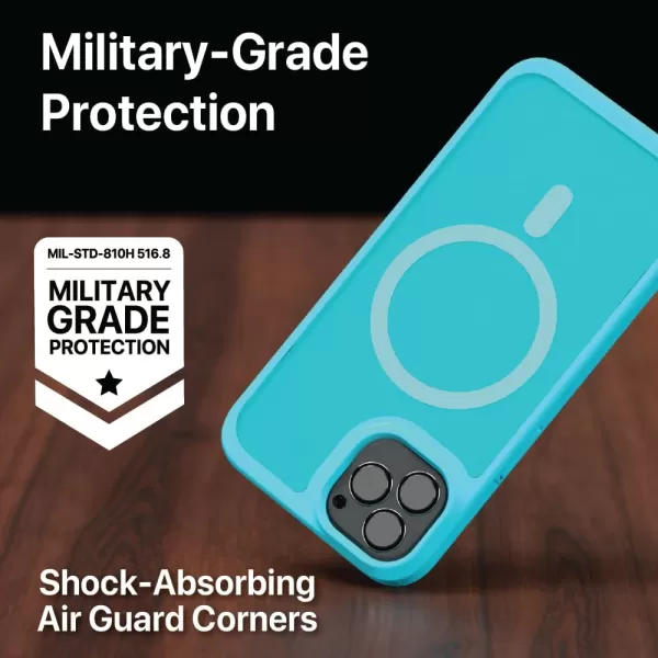 BLACK+DECKER for iPhone 14 Cases, Compatible with MagSafe, Shockproof Military-Grade Protection, Magnetic Phone Case for iPhone 14, Blue [Changeable Buttons, Lanyard]