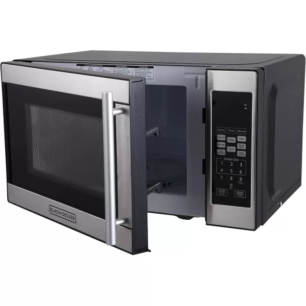 Black + Decker 0.7 Cubic Foot 700 Watt Stainless Steel Microwave with Turntable