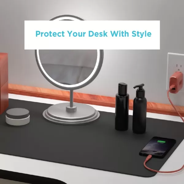 Black+Decker Faux Leather Desk Mat for Keyboard and Mouse - Office Desk Accessories - Protective Office Desk Decor Men, Women, Teens - Desk Pad Mat for Gaming, Work from Home, Office - Desk Organizers