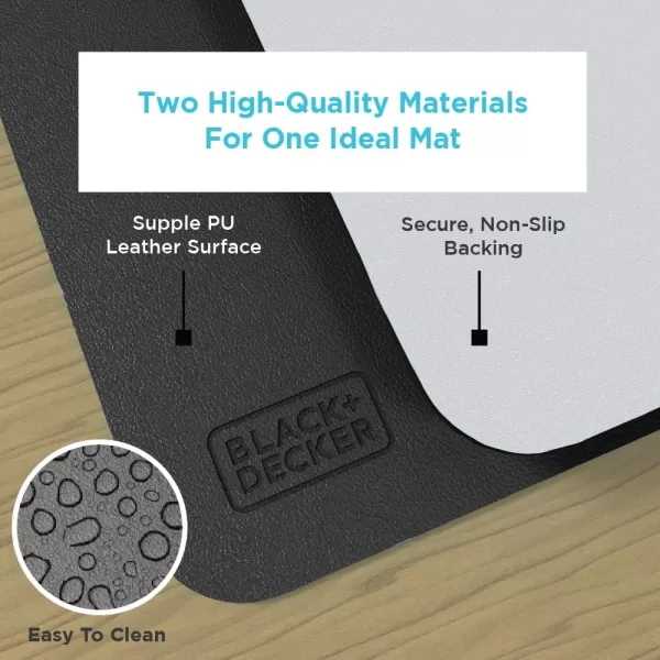 Black+Decker Faux Leather Desk Mat for Keyboard and Mouse - Office Desk Accessories - Protective Office Desk Decor Men, Women, Teens - Desk Pad Mat for Gaming, Work from Home, Office - Desk Organizers