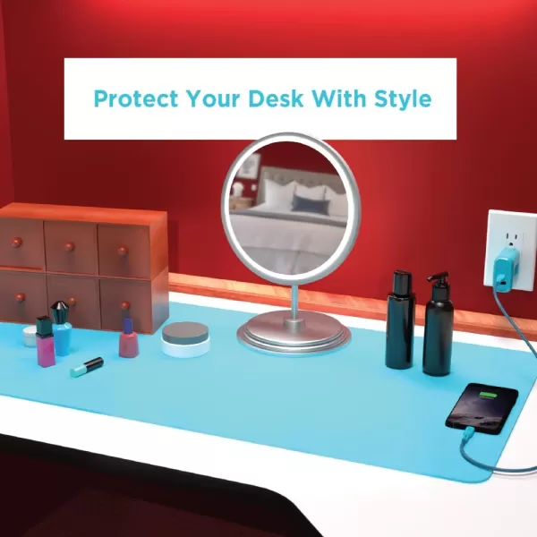 Black+Decker Faux Leather Desk Mat for Keyboard and Mouse - Office Desk Accessories - Protective Office Desk Decor Men, Women, Teens - Desk Pad Mat for Gaming, Work from Home, Office - Desk Organizers