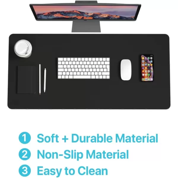 Black+Decker Faux Leather Desk Mat for Keyboard and Mouse - Office Desk Accessories - Protective Office Desk Decor Men, Women, Teens - Desk Pad Mat for Gaming, Work from Home, Office - Desk Organizers