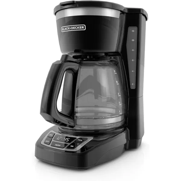 BLACK+DECKER 12-Cup Digital Coffee Maker, CM1160B, Programmable, Washable Basket Filter, Sneak-A-Cup, Auto Brew, Water Window, Keep Hot Plate, Black