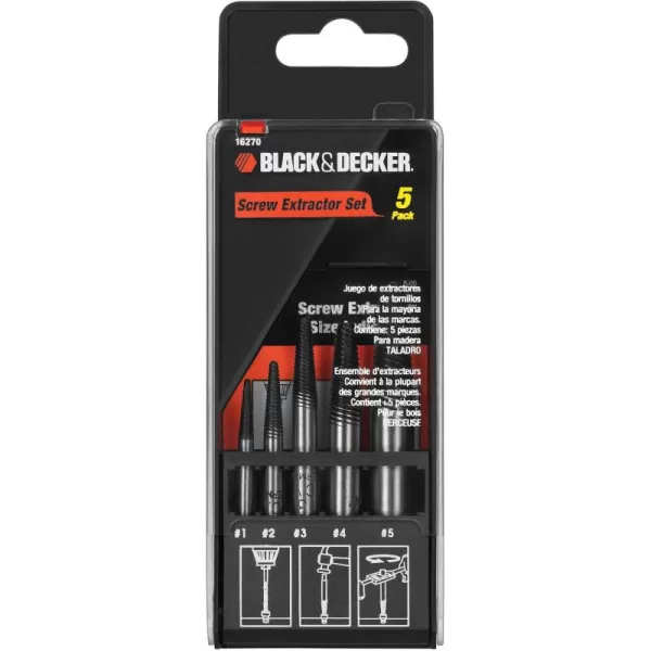 BLACK+DECKER 16270 Screw Extractor Set, 5-Piece
