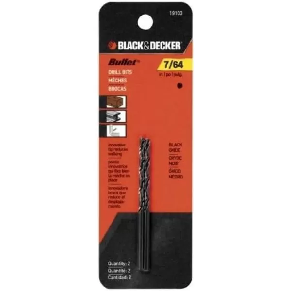 BLACK+DECKER 19103 Two Pack Bullet Drill Bit, 7/64-Inch