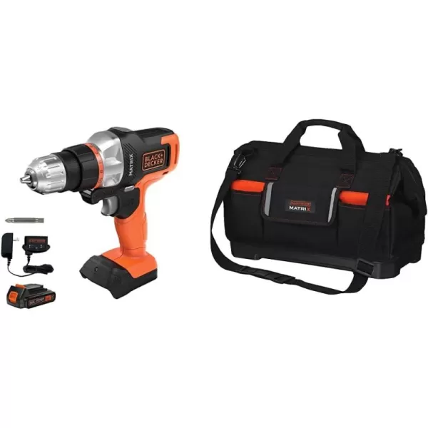BLACK+DECKER 20V MAX Matrix Cordless Drill/Driver with Tool Tote Bag, Wide-Mouth 