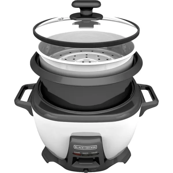 BLACK+DECKER 3-Cup Rice Cooker, RC503, 1.5-cup Uncooked Rice, Steaming Basket, Removable Non-Stick Bowl, One Touch