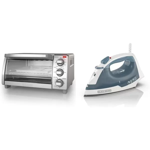 BLACK+DECKER 4-Slice Toaster Oven, TO1745SSG, Even Toast, 4 Cooking Functions Bake, Broil, Toast and Keep Warm, Removable Crumb Tray, Timer
