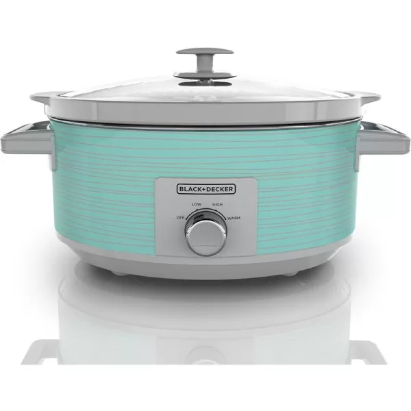 BLACK+DECKER 7-Quart Slow Cooker, SC2007D, Lid Holder, 3 Heat Settings, Extra Large Handles, Dishwasher Safe, Teal