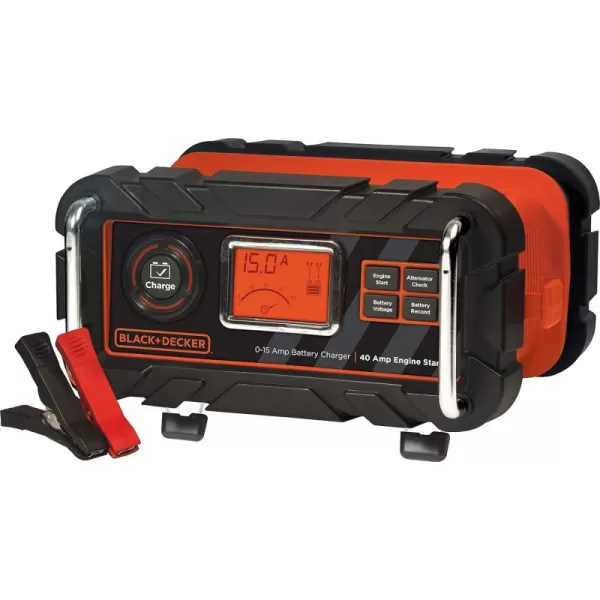 BLACK+DECKER BC25BD Fully Automatic 25 Amp 12V Bench Battery Charger/Maintainer with 75A Engine Start, Alternator Check, Cable Clamps