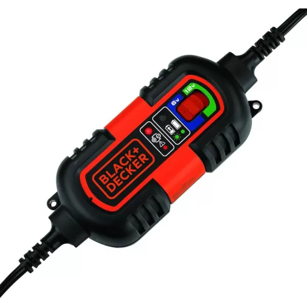BLACK+DECKER BM3B Fully Automatic 6V/12V Battery Charger/Maintainer with Cable Clamps and O-Ring Terminals, Multi, 1.5 Amp