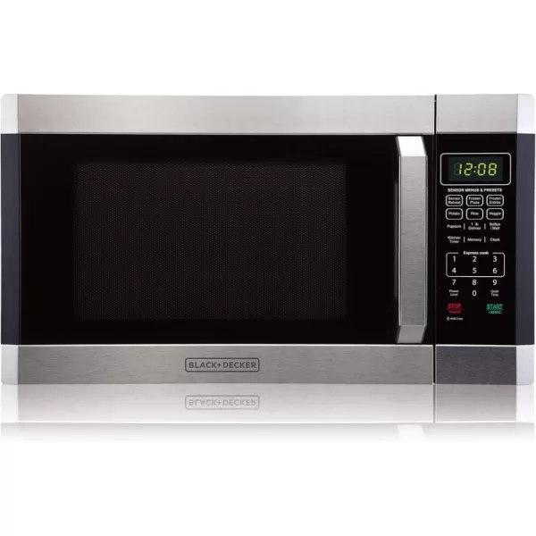 BLACK+DECKER EM925AZE-P 0.9 Cubic Foot 900 Watt Stainless Steel Microwave with Turntable, Cu.Ft, Black/Silver