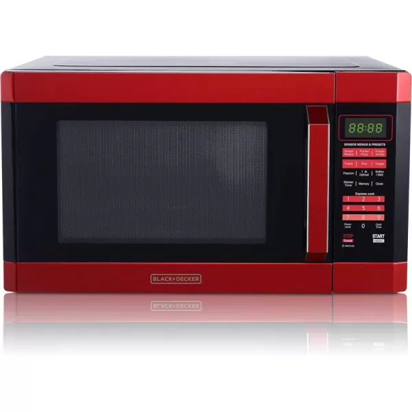 BLACK+DECKER EM925AZE-P 0.9 Cubic Foot 900 Watt Stainless Steel Microwave with Turntable, Cu.Ft, Black/Silver