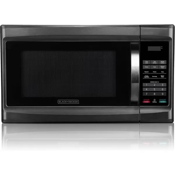 BLACK+DECKER EM925AZE-P 0.9 Cubic Foot 900 Watt Stainless Steel Microwave with Turntable, Cu.Ft, Black/Silver