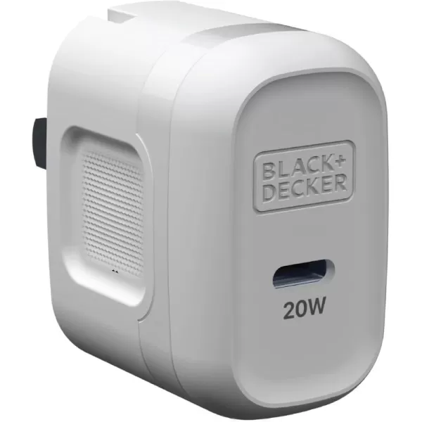 BLACK+DECKER GaN PD Wall Charger, 1-Port, 20W - USB Type C Wall Plug - Compact Power Block USB C - Type C Wall Charger Fast Charging - USB C Charger Block 20W - Perfect for Home, Office, Travel