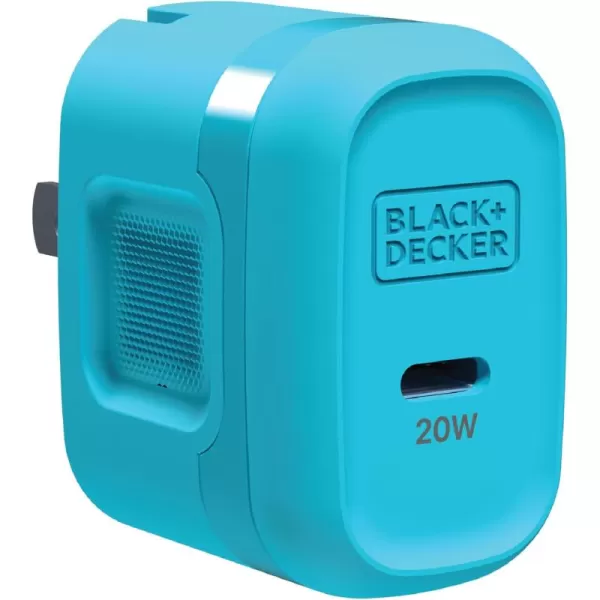 BLACK+DECKER GaN PD Wall Charger, 1-Port, 20W - USB Type C Wall Plug - Compact Power Block USB C - Type C Wall Charger Fast Charging - USB C Charger Block 20W - Perfect for Home, Office, Travel