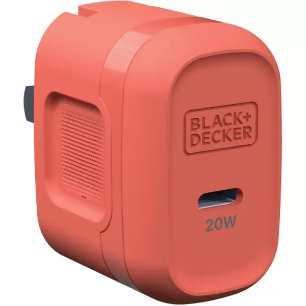 BLACK+DECKER GaN PD Wall Charger, 1-Port, 20W - USB Type C Wall Plug - Compact Power Block USB C - Type C Wall Charger Fast Charging - USB C Charger Block 20W - Perfect for Home, Office, Travel