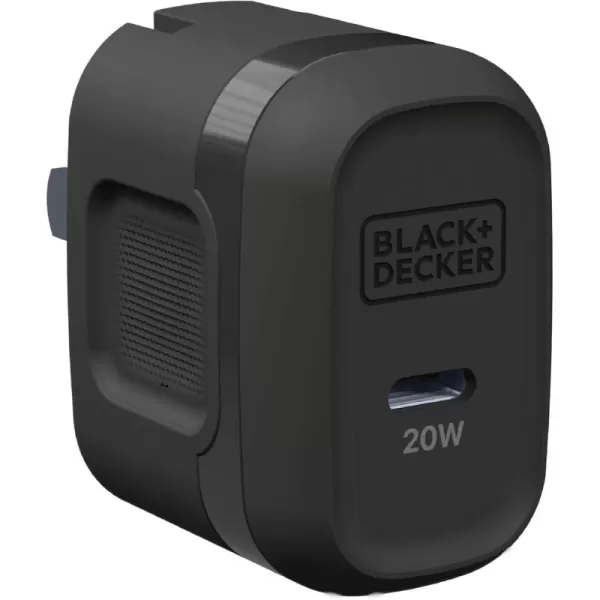 BLACK+DECKER GaN PD Wall Charger, 1-Port, 20W - USB Type C Wall Plug - Compact Power Block USB C - Type C Wall Charger Fast Charging - USB C Charger Block 20W - Perfect for Home, Office, Travel