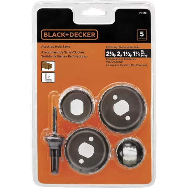 BLACK+DECKER Hole Saw Kit, Assorted, 5-Piece 