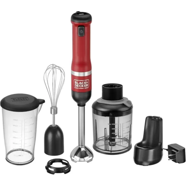 BLACK+DECKER Kitchen Wand Cordless Immersion Blender, 3 in 1 Multi Tool Set, Hand Blender with Charging Dock, Whisk, and Chopper, Grey 