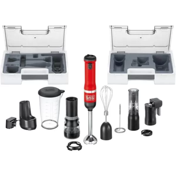 BLACK+DECKER Kitchen Wand Cordless Immersion Blender, 6 in 1 Multi Tool Set, Hand Blender with Charging Dock, Grey 